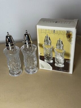 Vintage Fifth Avenue Portico Crystal Salt Pepper Set New In Box '90's